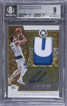 2018-19 Panini "Opulence" Jersey Auto. #145 Luka Doncic Signed Patch Rookie Card (#30/79) – BGS MINT 9/BGS 10